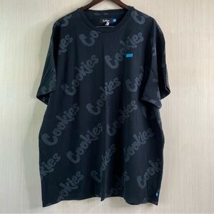 Cookies Men’s Short Sleeve All Over Logo Print T-Shirt Black 4XL